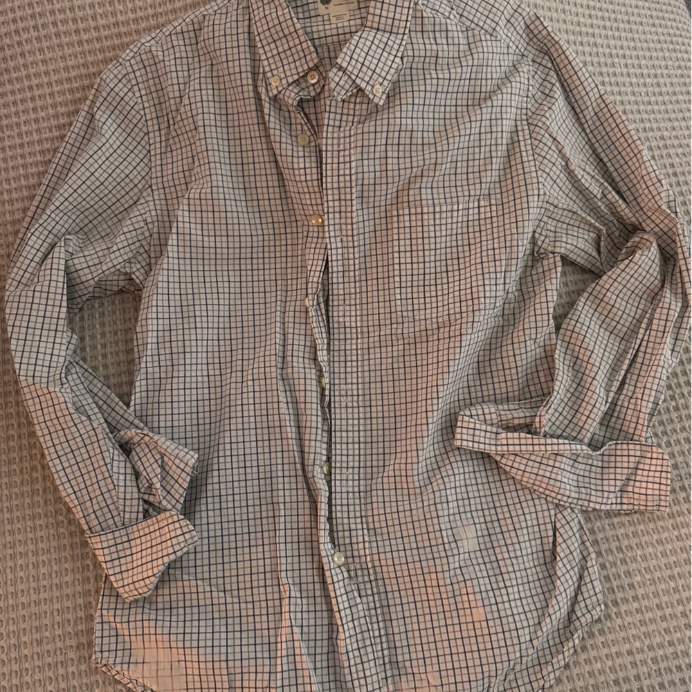 J. Crew Blue and White Casual Button Down Shirt